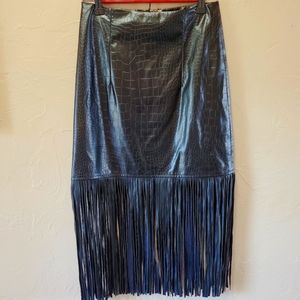 Boston Proper Faux Leather Snake Skin and Fringe